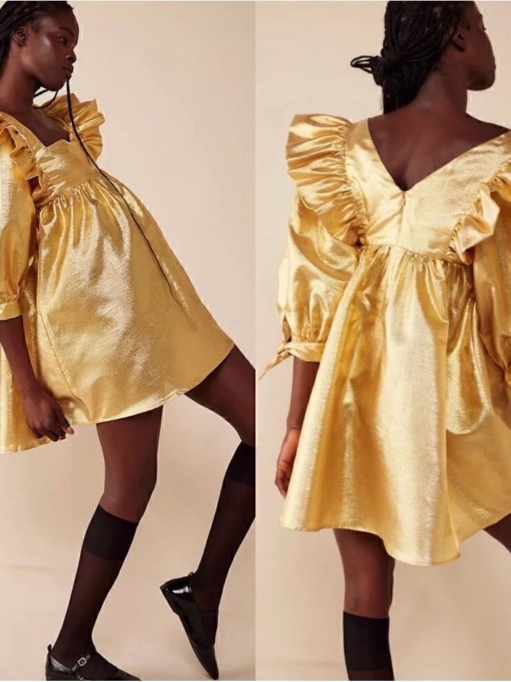 NWT Free People x Selva Negra Atomo Dress Azteca Gold Holiday Designer Collab M